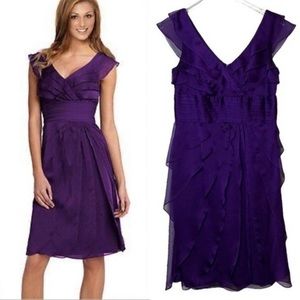 Adrianna Papell Occasions Majestic Purple Ruffle Knee Length Cocktail Dress 8